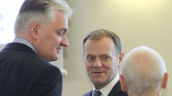 Minister sprawiedliwości Jarosław Gowin i premier Donald Tusk