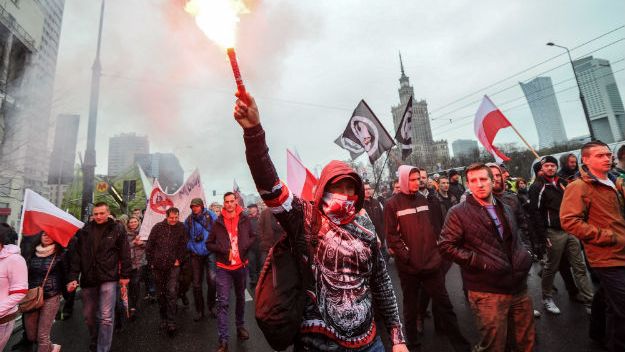 Manifestacja ONR "Polacy przeciwko imigrantom" w Warszawie, 10 kwietnia 2016 r.