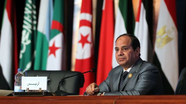 Prezydent Egiptu Abdel Fattah al-Sisi podczas sesji Ligii Arabskiej