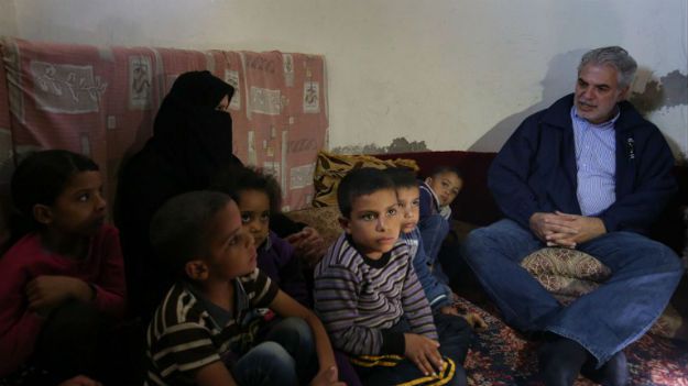 Christos Stylianides w obozie dla uchodźców koło Ammanu