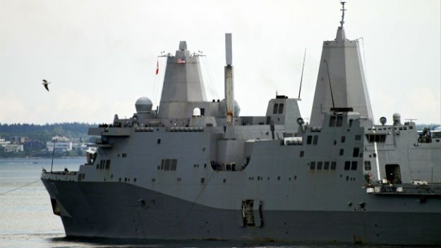 Amerykański okręt wojenny USS San Antonio podczas manewrów wojsk NATO na Bałtyku