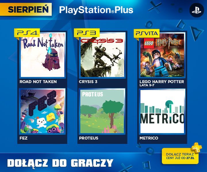 W sierpniowym PlayStation Plus między innymi: Crysis 3, FEZ, Road Not Taken i Metrico
