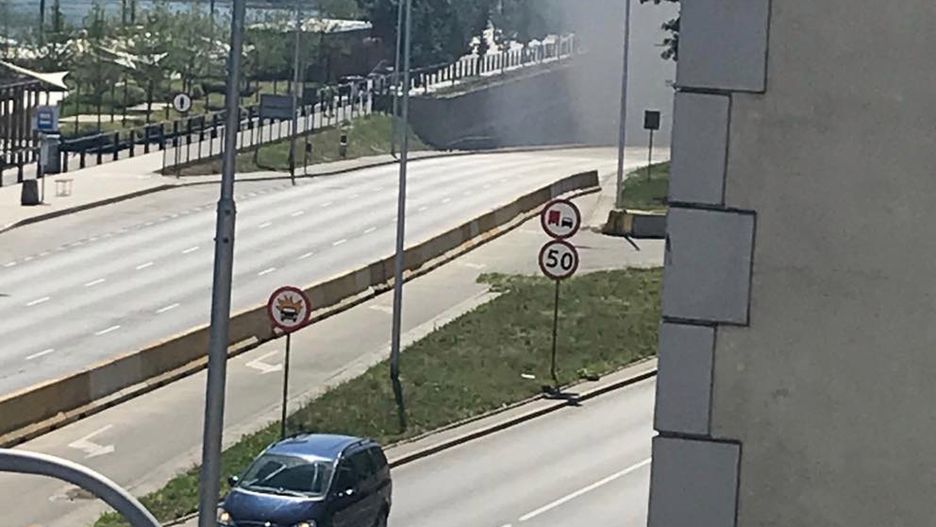 Pożar samochodu na Wisłostradzie 