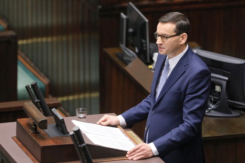 Premier Mateusz Morawiecki podczas exposé.