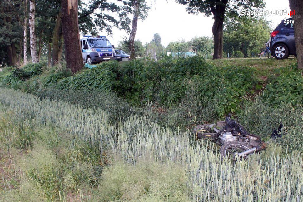 Żory. Motocyklista zginął po uderzeniu w drzewo