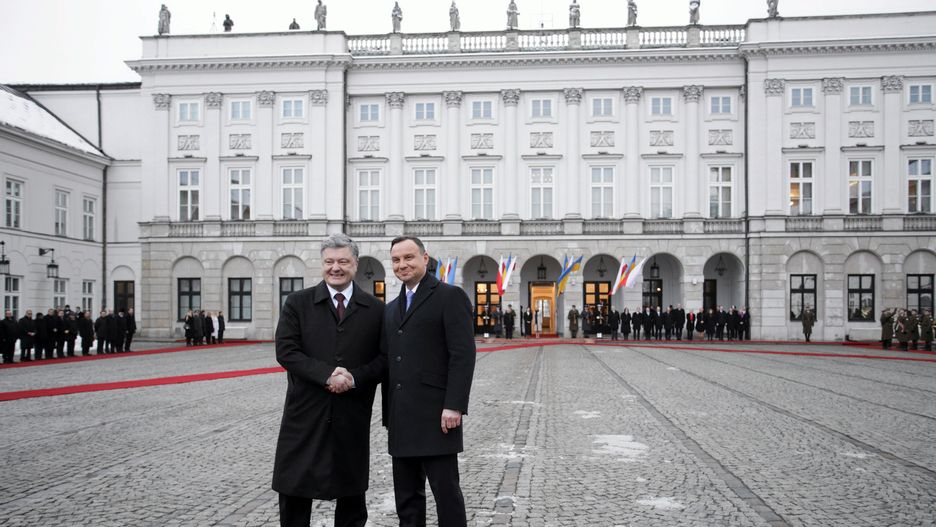 Prezydent Polski Andrzej Duda podczas spotkania z prezydentem Ukrainy Petro Poroszenko