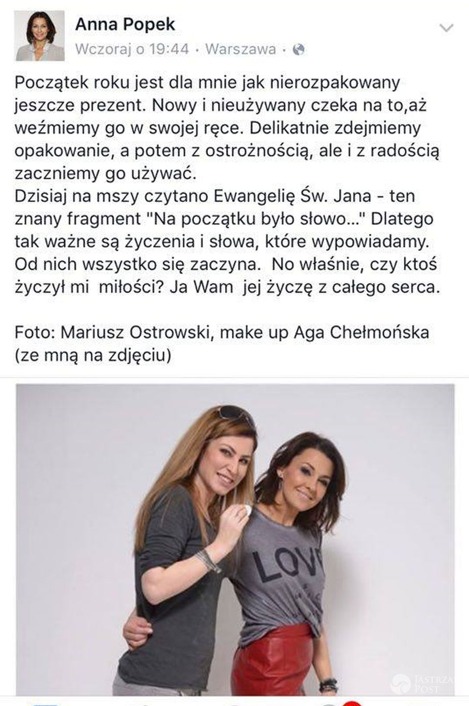 Anna Popek jest bardzo religijna
