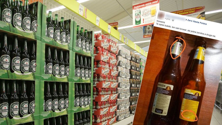 Jeden producent, jedna marka, a butelki różne. Jedna zwrotna, druga nie.
