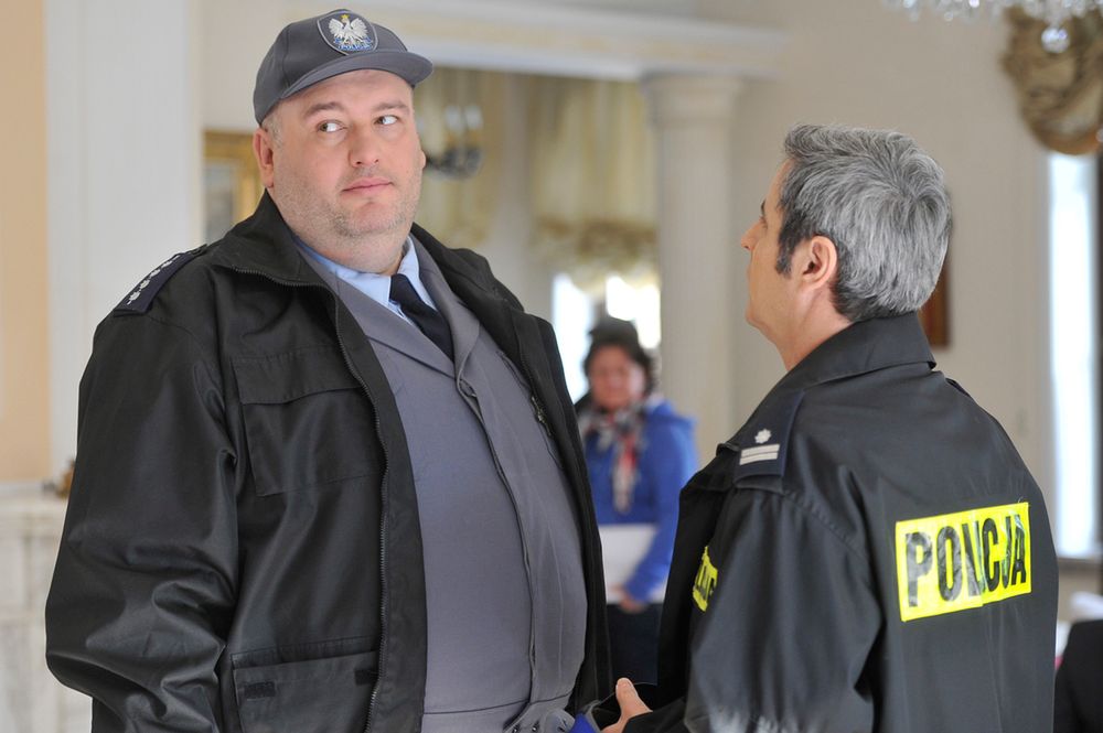 Michał Piela na planie serialu "Ojciec Mateusz", 2014 