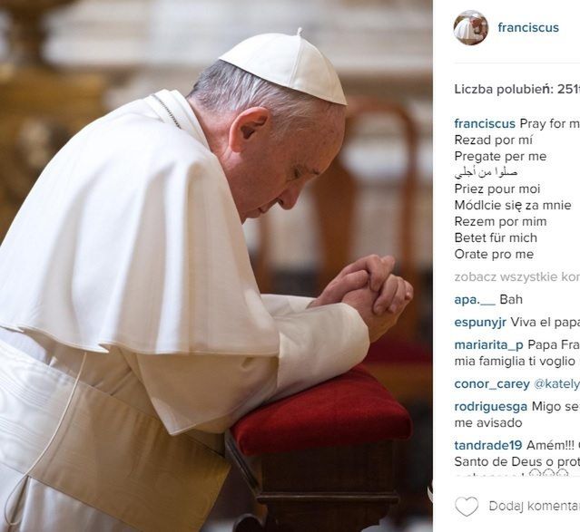 Papież Franciszek na Instagramie
