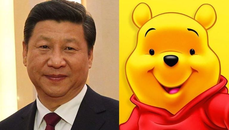 Xi Jinping (z lewej), Kubuś Puchatek (z prawej) 