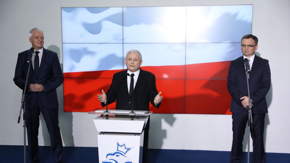 Jarosław Gowin, Jarosław Kaczyński i Zbigniew Ziobro.