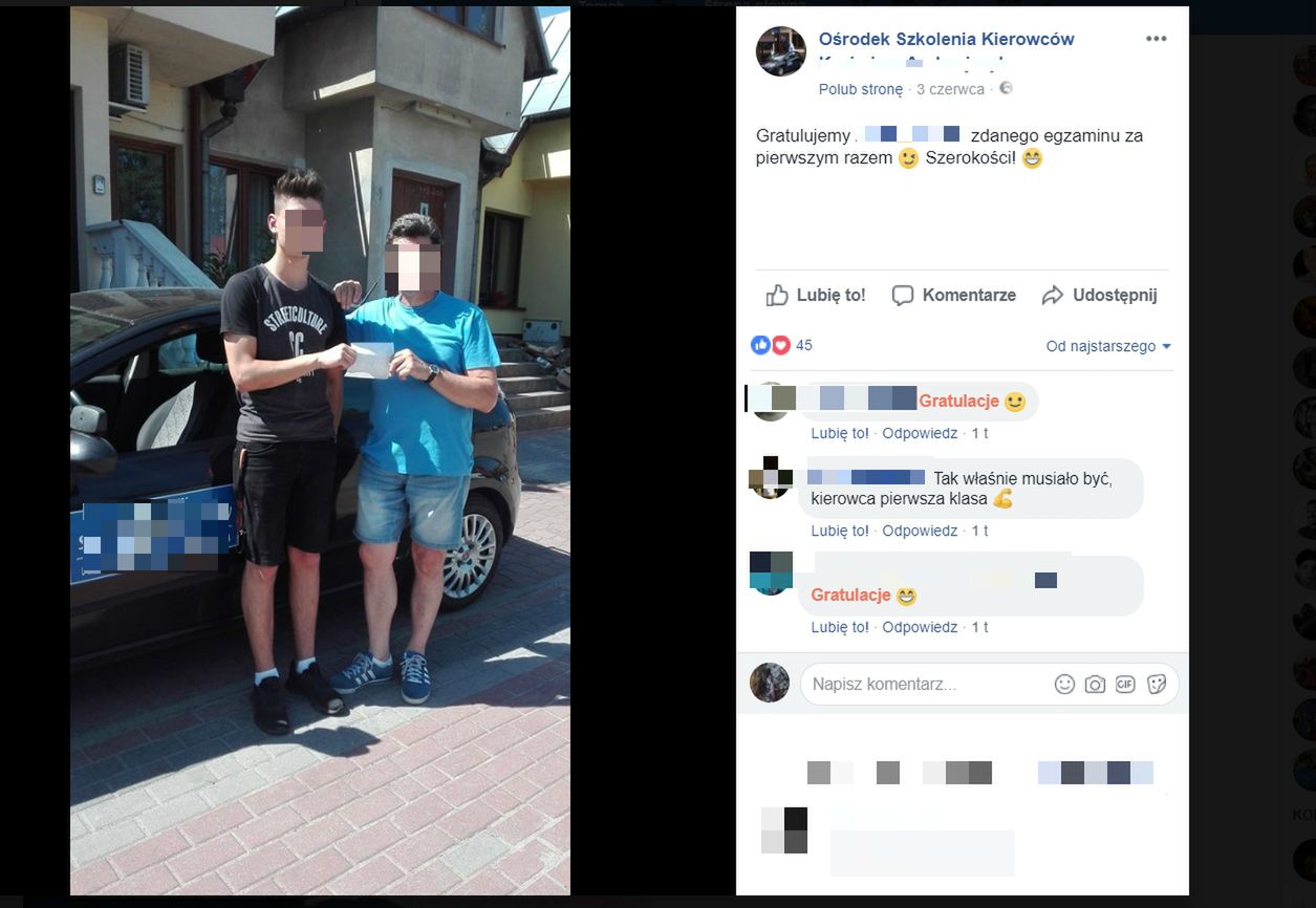 Jedna ze szkół chwali się egzaminem Adama M. 