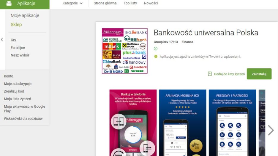 Fałszywa aplikacja była dostępna w sklepie Google Play