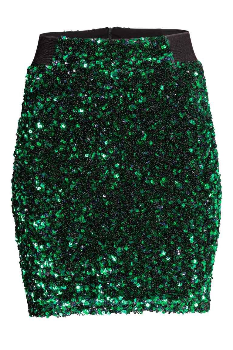 Zielona spódnica z cekinów, H&M, 199 pln