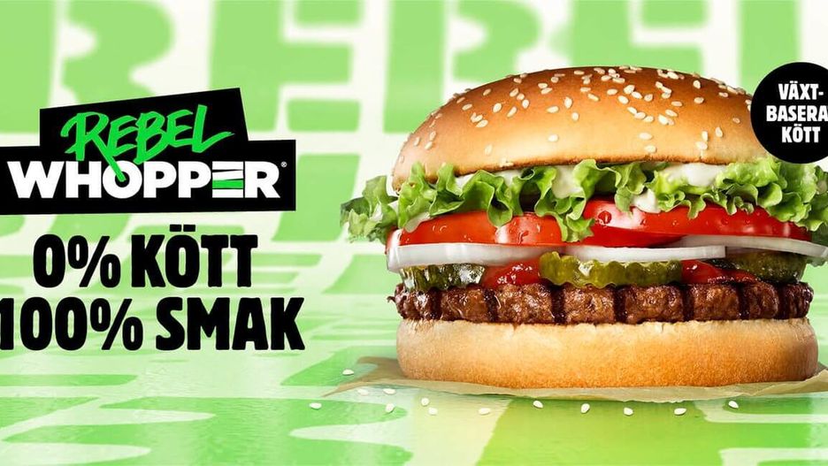 "0% mięsa, 100% smaku" - głosi szwedzka reklama nowego wege-burgera, Rebel Whopper