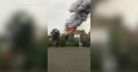 Pożar pod Wersalem. Nagranie obiegły media