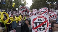 Tysiące protestujących przeciwko umowom TTIP i CETA w Madrycie