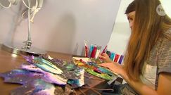 16-letnia artystka maluje na liściach