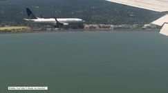 Równoległe lądowanie dwóch samolotów sfilmowane z kabiny