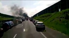 Samochód spłonął na autostradzie A4