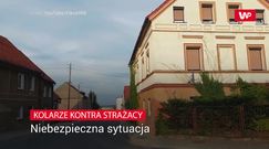 Kolarze nie przejęli się wozem strażackim