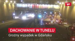 Dachowanie w tunelu. Groźny wypadek w Gdańsku