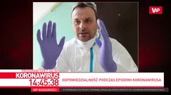 Koronawirus. Ratownik pokazał, jak zdjąć rękawiczki