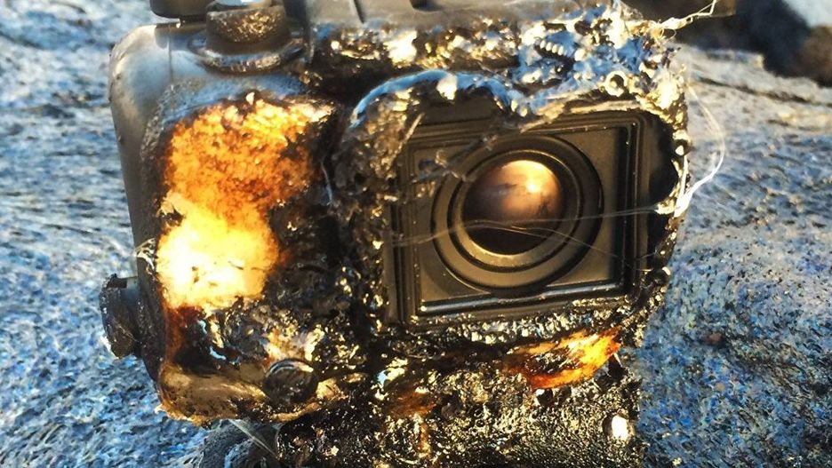 Kamera GoPro po wydobyciu z lawy