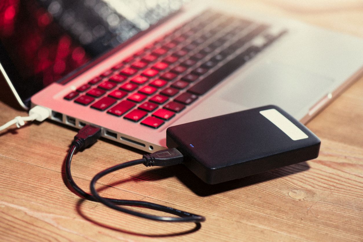 External Hard Drive Connected to Laptop During data transfer 