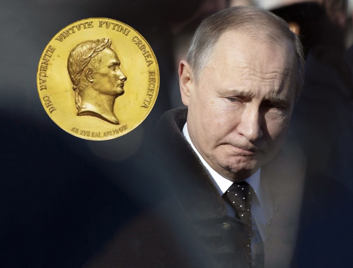 "Putin w wieńcu laurowym" trafił na aukcję. Medal sprzedaje rozczarowany radykał