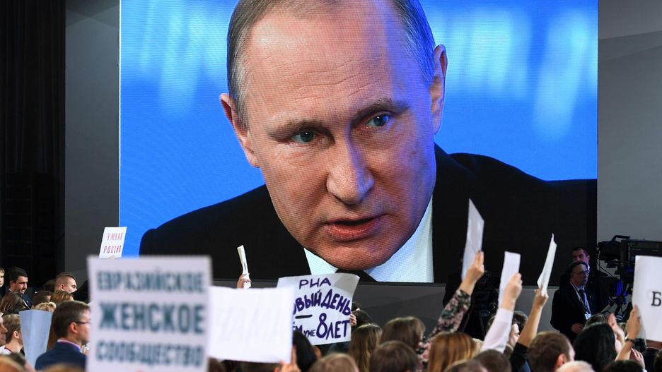 Każdej konferencji Putina towarzyszy tłum dziennikarzy