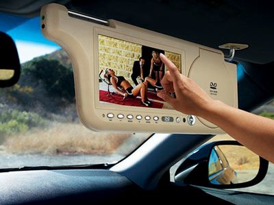 Samochodowy odtwarzacz DVD / tuner TV w osłonie przeciwsłonecznej