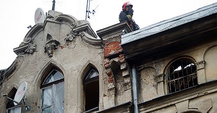 Pożar kamienicy w Łodzi