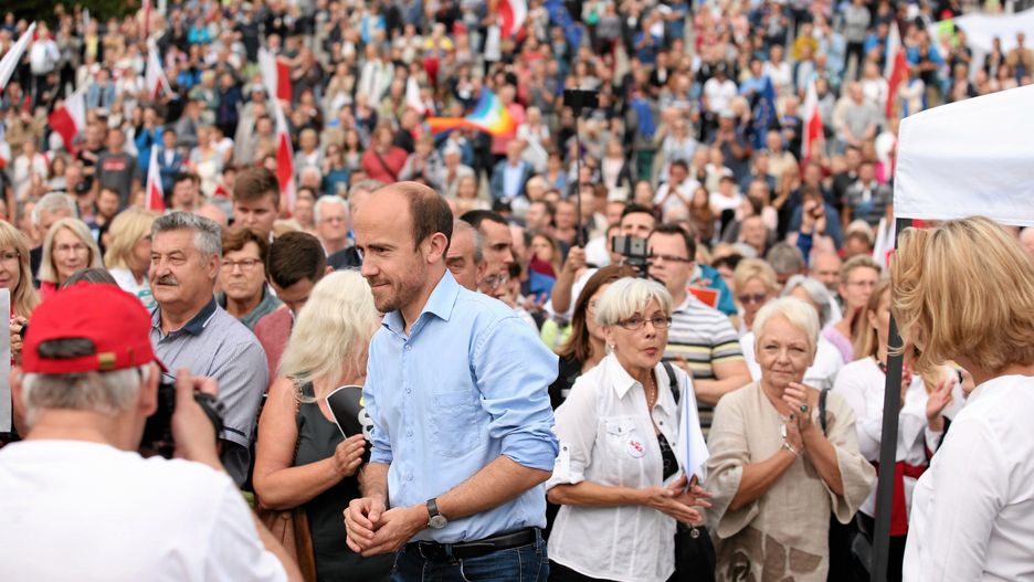 Borys Budka na proteście w Szczecinie.