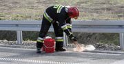 Pożar ciężarówki na A2. Na drodze 20 ton paszy