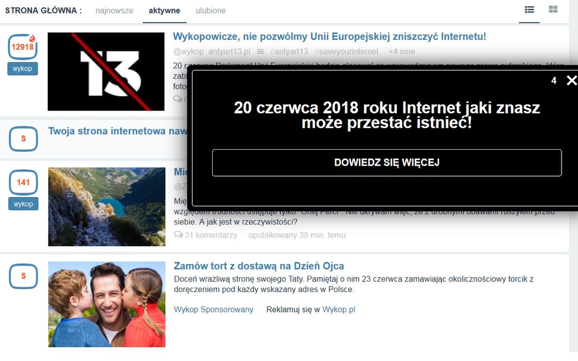 "Nie pozwólmy Unii Europejskiej zniszczyć internetu". Polacy głośno protestują w sieci