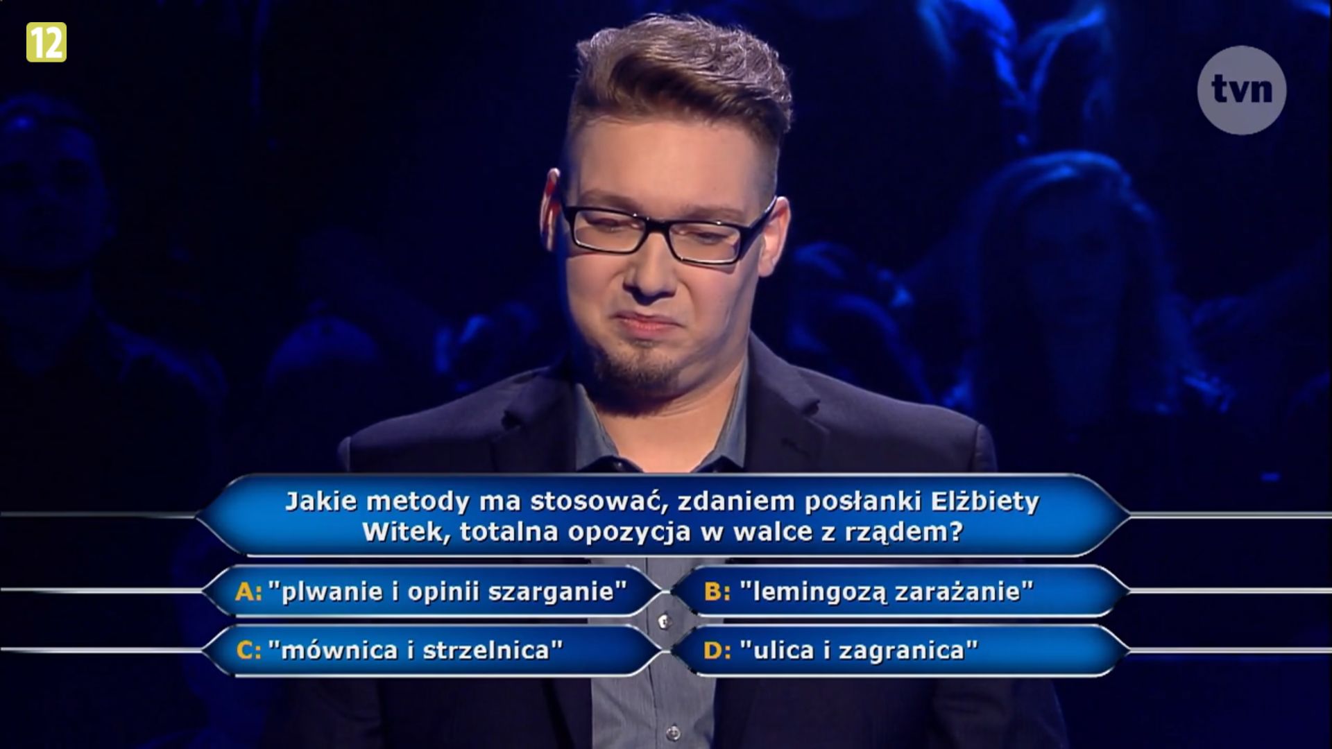 „Jakie metody ma stosować, zdaniem Elżbiety Witek, totalna opozycja w walce z rządem?” Sprawdź, jaka była poprawna odpowiedź na pytanie w „Milionerach”