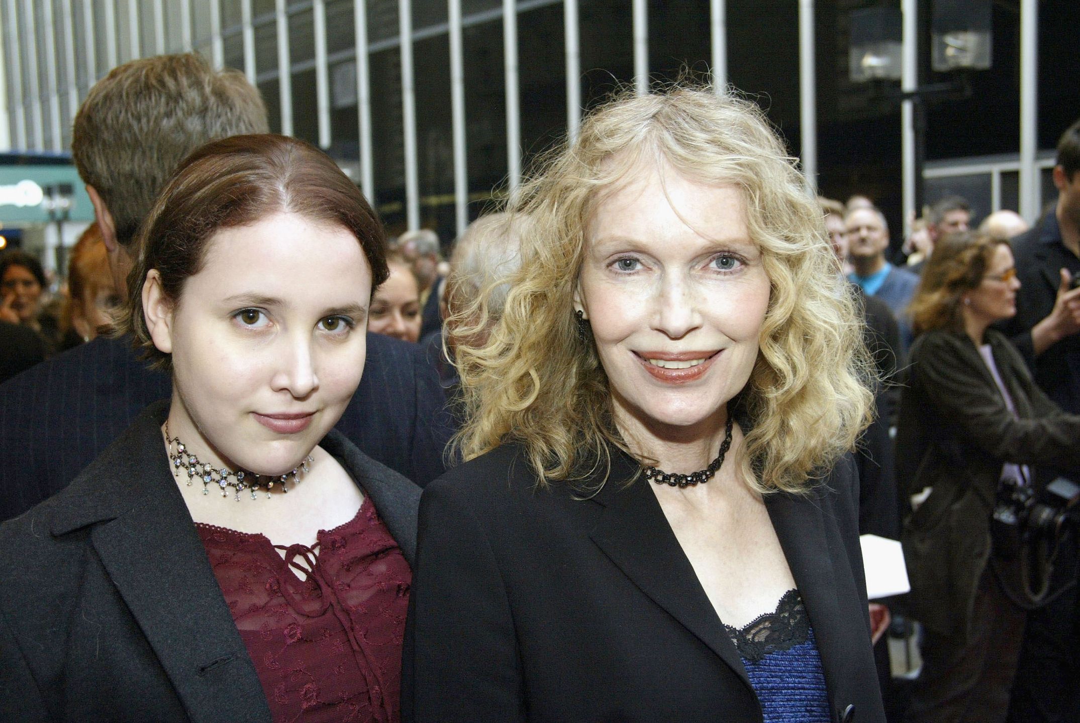 NEW YORK- MAY 1:(R-L) Mia Farrow and daughter Malone Farrow arrive at the Opening Night of "Gypsy" on Broadway at The Shubert Theatre on May 1, 2003 in New York City. (Photo By Bruce Glikas/Getty Images) 