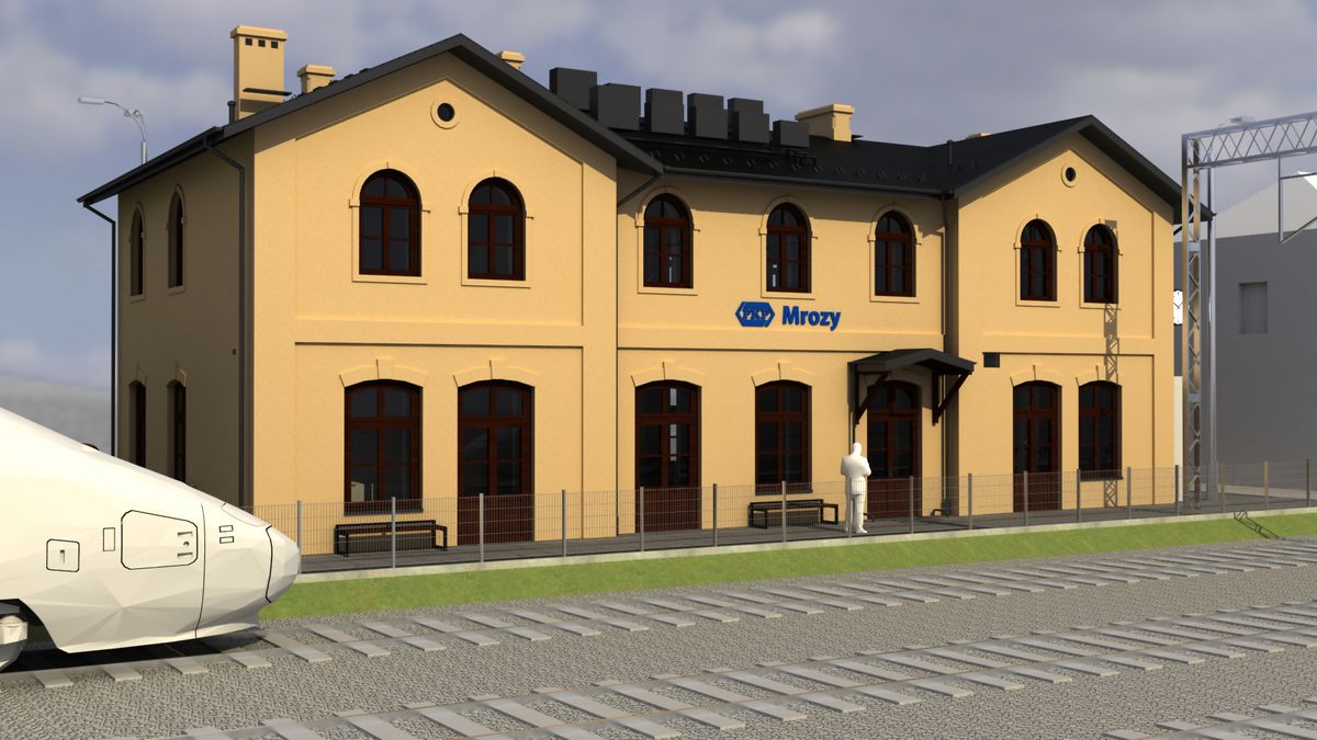 Plany dworca w Mrozach.