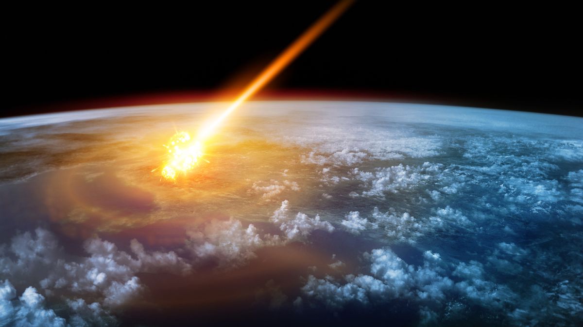 A Meteor glowing as it enters the Earth's atmosphere