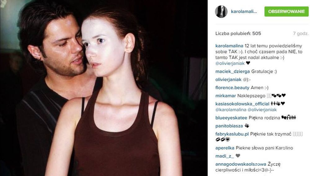 Rocznica ślubu Karoliny Malinowskiej i Oliviera Janiaka, fot. Instagram