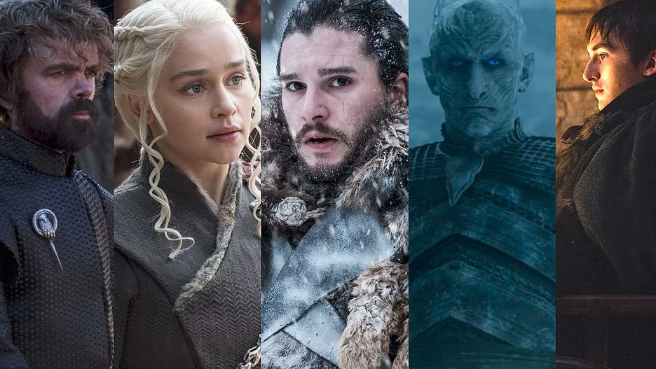 "Gra o tron" i jej bohaterowie. Od lewej: Cersei, Tyrion, Daenerys, Jon, Nocny Król i Bran. Kto z nich ostatecznie zasiądzie na Żelaznym Tronie?