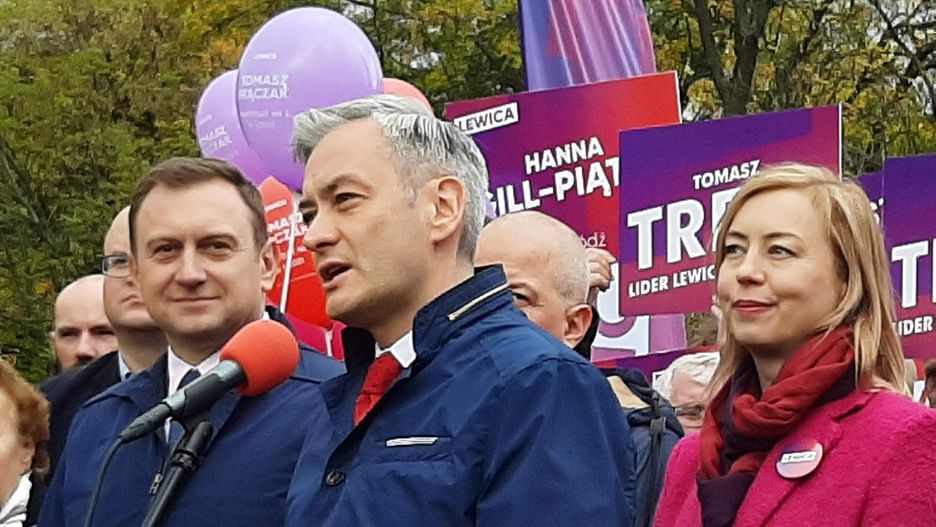 Szef sztabu wyborczego Roberta Biedronia Tomasz Trela i wiceszefowa Hanna Gill-Piątek.