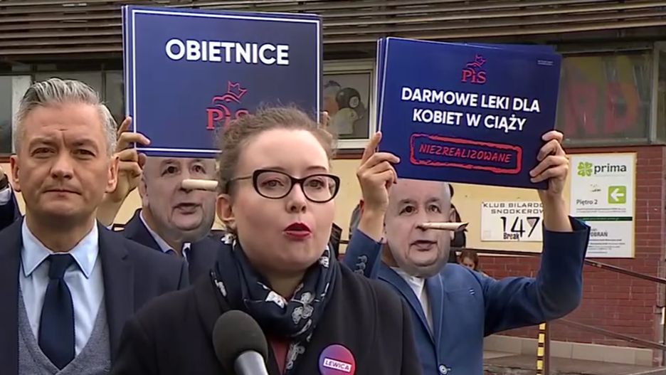 Wybory parlamentarne 2019. Konferencja prasowa Lewicy Razem (od lewej: Robert Biedroń, Julia Zimmerman)