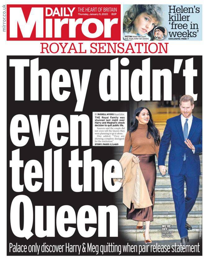 Meghan Markle i książę Harry na okładce Mirror