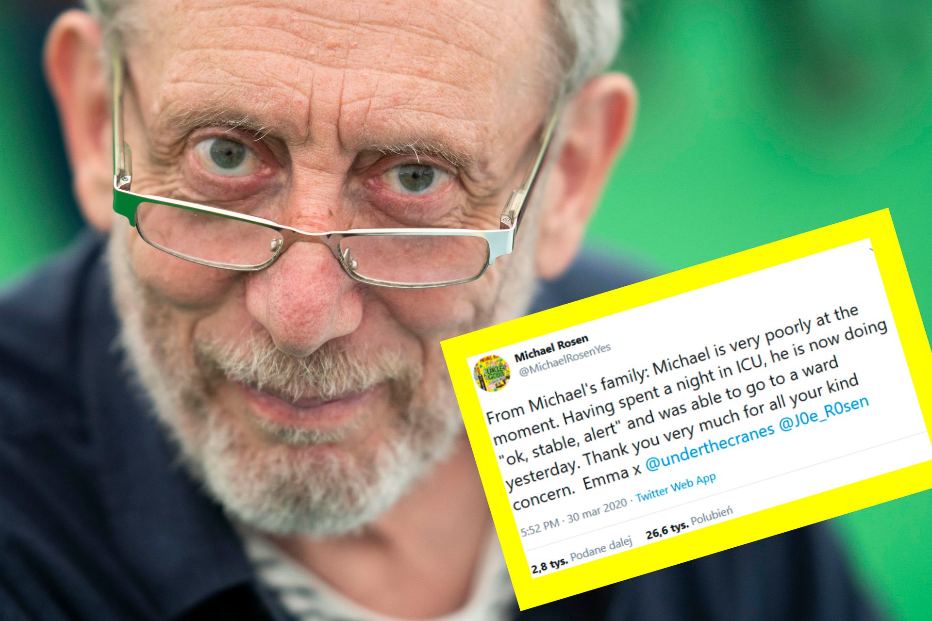Michael Rosen trafił do szpitala. 