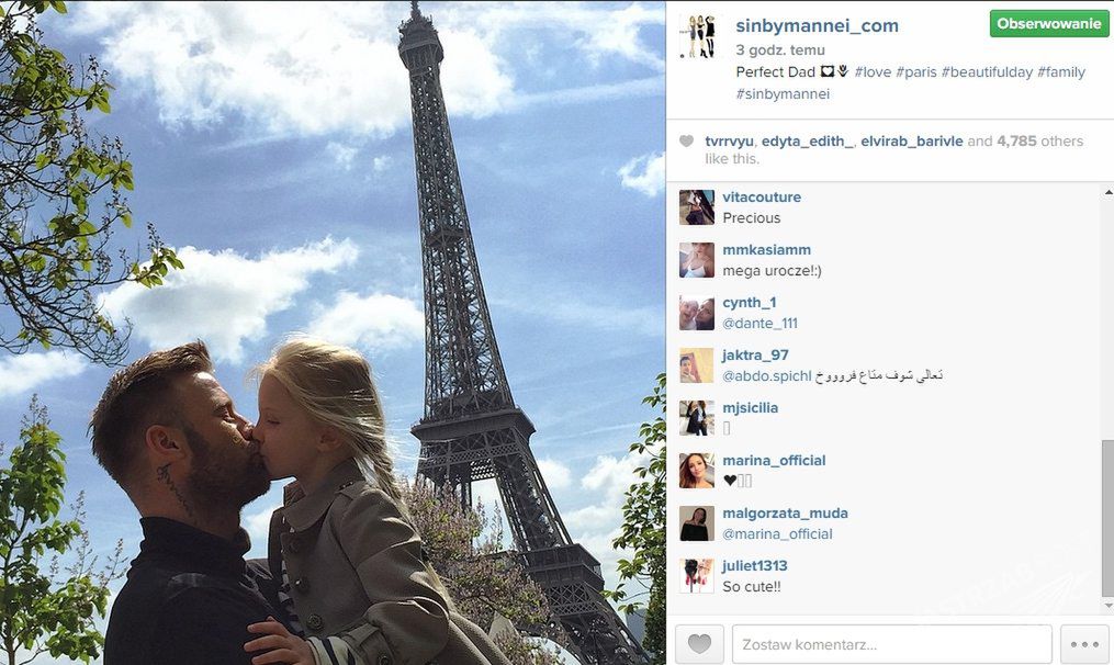 Artur Boruc całuje córkę, fot. Instagram