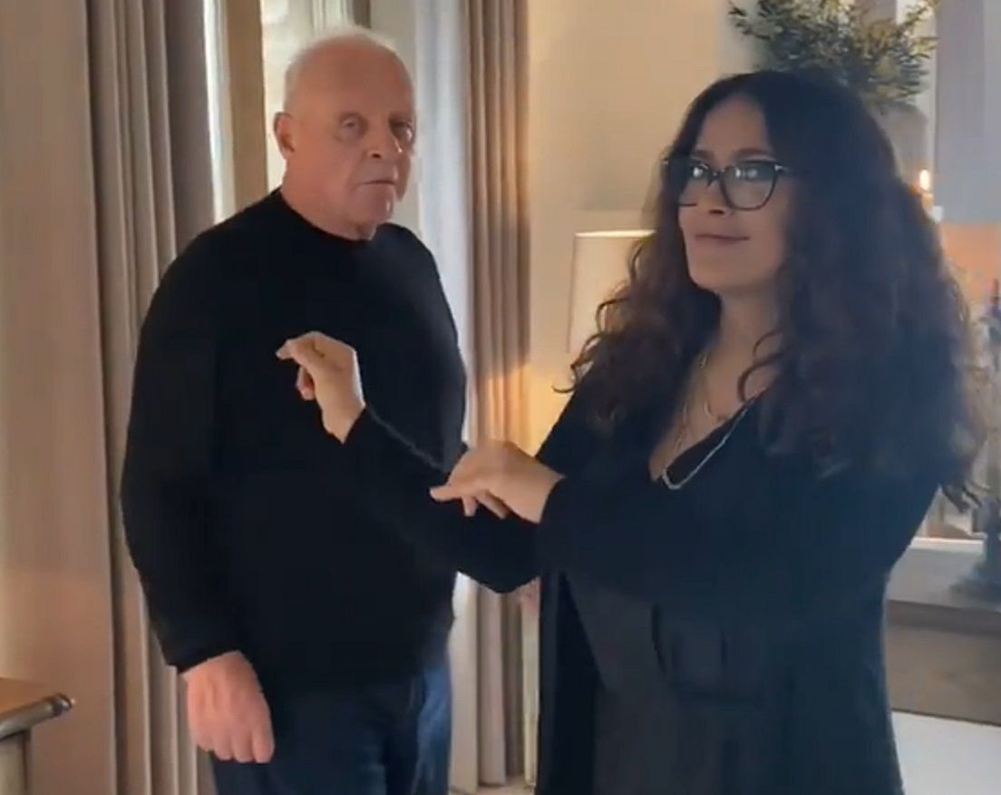 Anthony Hopkins i Salma Hayek świętują zdobycie Oscara