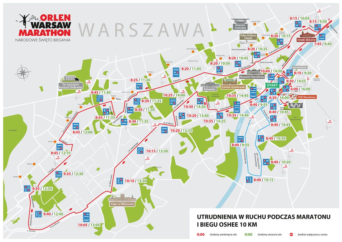Zmiany w organizacji ruchu przed ORLEN Warsaw Marathon